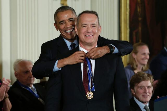 President Barack Obama awards the Presidential Medal of Freedom to Academy Award winner, filmmaker and social justice advocate Tom Hanks.