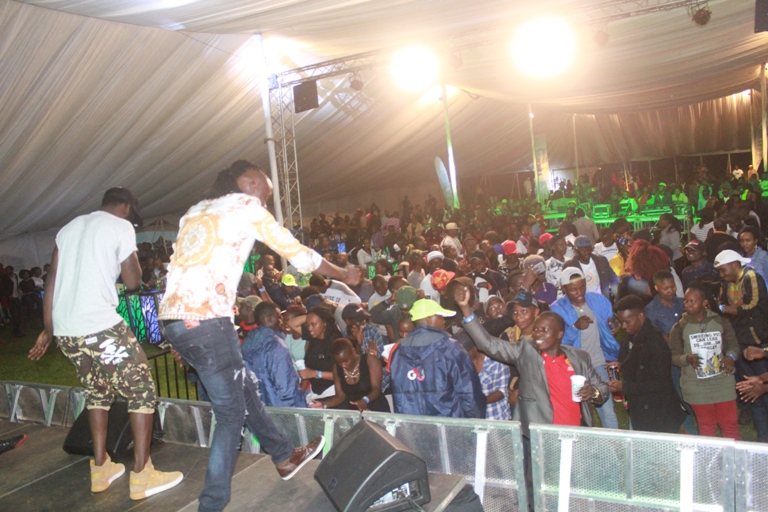MC Obinna and Antonio entertain revellers in Kisii at Chrome Mega Bash