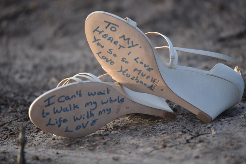 Nancy Mutava shoes with a message from Carlos Zani